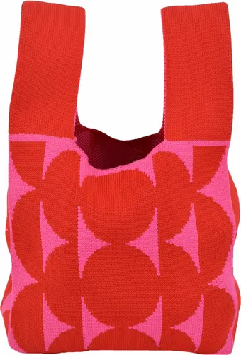 Mini Tas - Cirkel Rood/Roze | Handtas/Shopper | 36 x 20 cm | Fashion Favorite