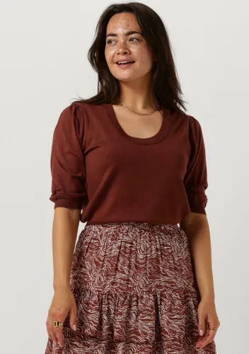 Minus Pam Scoop Neck Half Sleeve Knit T-shirt Tops & T-shirts Dames - Shirt - Bruin