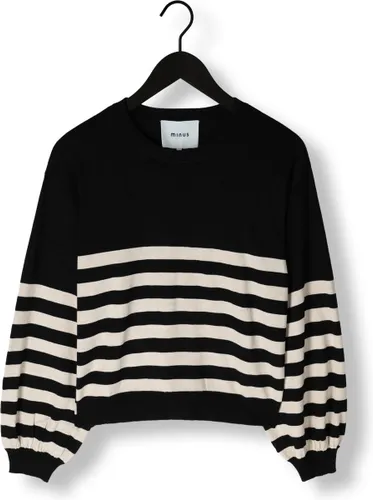 Minus Perla Striped Knit Pullover Truien & vesten Dames - Sweater - Hoodie - Vest- Zwart