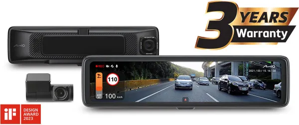Mio MiVue R850T - QHD E-spiegel met voor- en achter dashcam - GPS - Wi-Fi