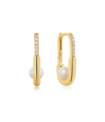 Modern Muse Pearl Oval Hoop Earrings S