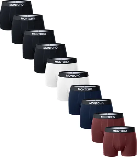 MONTCHO - Essence Series - Boxershort Heren - Onderbroeken heren - Boxershorts - Heren ondergoed - 10 Pack (4 Zwart - 2 Wit - 2 Navy - 2 Bordeaux) - H