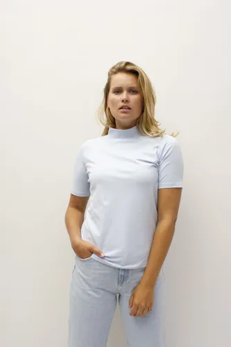 MOOI! Company - Dames T-shirt - MAARTJE - Turtleneck - Losse pasvorm - kleur Light Blue - XL