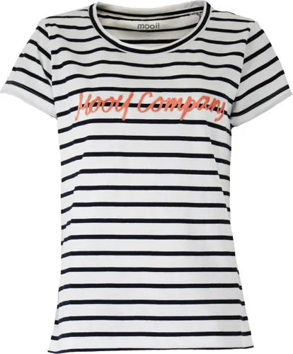 MOOI! Company - T-shirt streep - Korte mouw Top Lizz -Losse pasvorm - Kleur Navy Wit - XXL