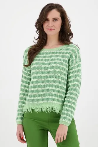 More & More Groene gehaakte trui met franjes