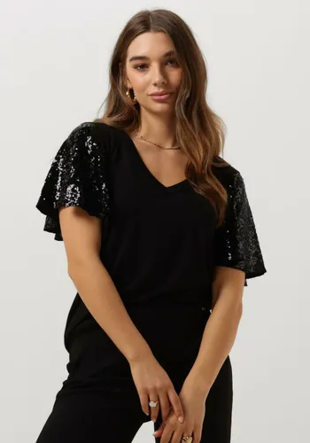 MOS MOSH Dames Tops & T-shirts Pinter O-s Sequin Tee - Zwart