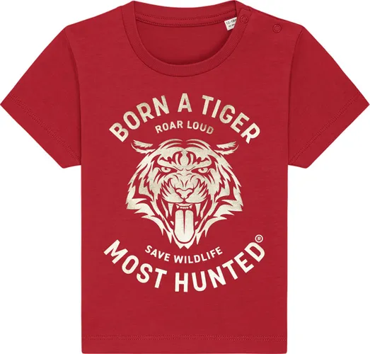 Most Hunted - baby t-shirt - tijger - rood - goud