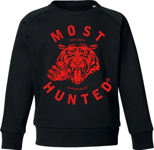 Most Hunted - kindersweater - tijger - zwart rood