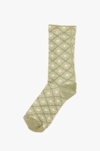 MP Denmark Groene glinsterende sokken met bloemenmotief