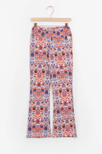 Multicolour Flared Legging Met Ikat Print