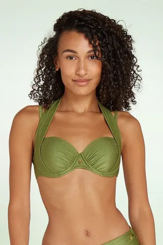Multiway bikinitop in shiny groen rib