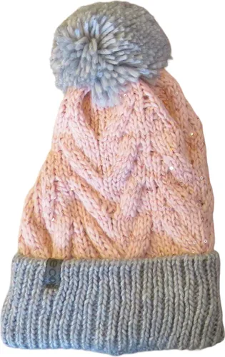 Muts winter dames met gebreide pompon - 10% wol en gemaakt in Europa