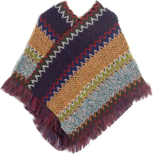 N3 Collecties Bohemian Knitted Tassel Warme Mantel Jas Herfst Winter Poncho-Multi