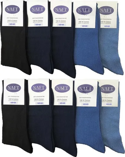 Naft 100% katoenen heren sokken 10 paar jeans assorti kleuren