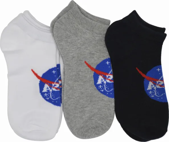 NASA fitness sokjes - 3 paar - jongens - 3 kleuren grijs/wit/zwart - NASA Insignia logo