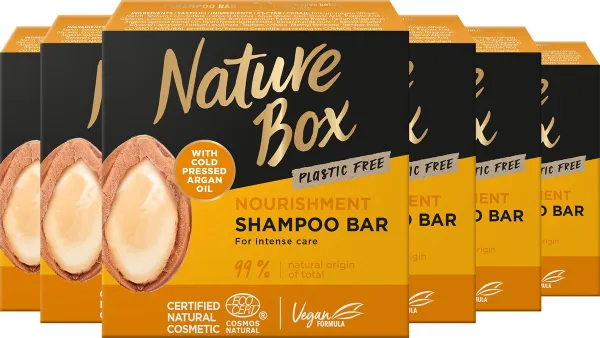 Nature Box - Argan Shampoo Bar - Haarverzorging - Shampoo Bar - Voordeelverpakking - 6 x 85 gr.