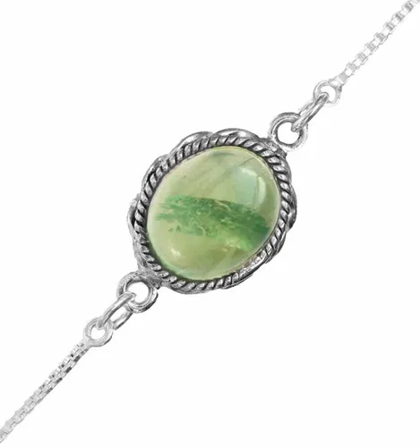Natuursieraad - 925 sterling zilver groen apatiet armband - boho edelsteen sieraad - natuursteen
