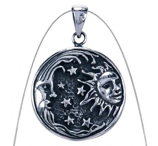 Natuursieraad - 925 sterling zilver maan, zon en sterren ketting - magie
