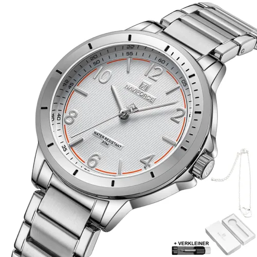 Naviforce - Horloge Dames - Cadeau voor Vrouw - 36 mm - Zilver Wit