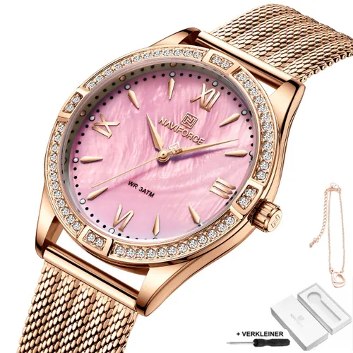 Naviforce - Horloge Dames - Cadeau voor Vrouw - 37 mm - Rosé Roze