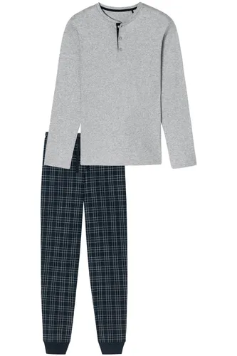 Navy grijs geprint Schiesser pyjama 100% katoen
