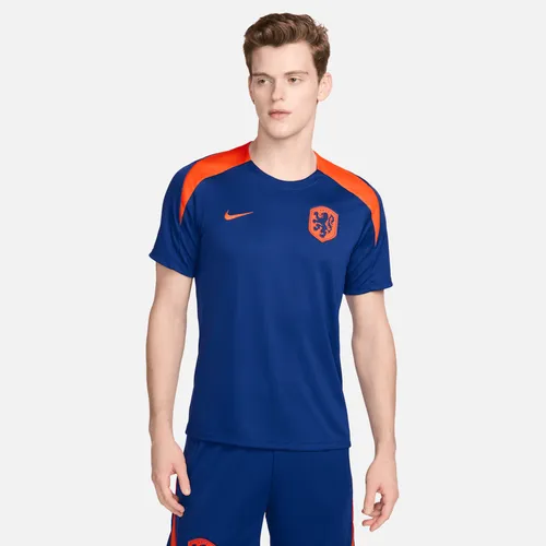 Nederland Strike Nike Dri-FIT knit voetbaltop met korte mouwen voor heren - Blauw