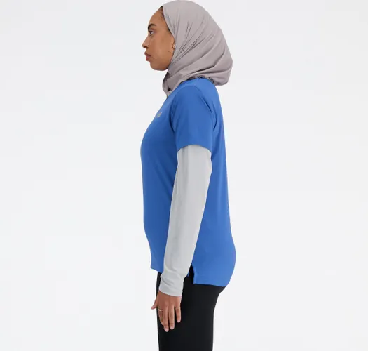 New Balance Short Sleeve Dames Sportshirt - Blauw AGATE