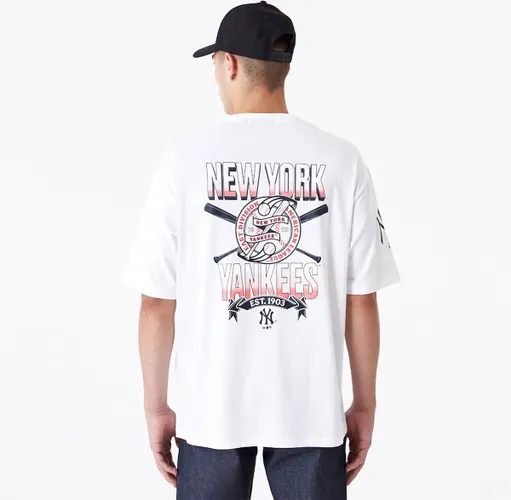 New York Yankees Baseball Oversized Graphic White T-Shirt
