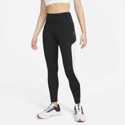 Nike Air 7/8-hardlooplegging met hoge taille en zak voor dames - Zwart
