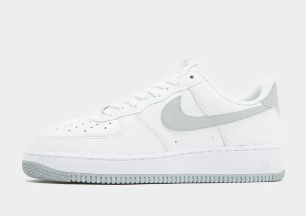 Nike Air Force 1 Heren, White/White/Light Smoke Grey