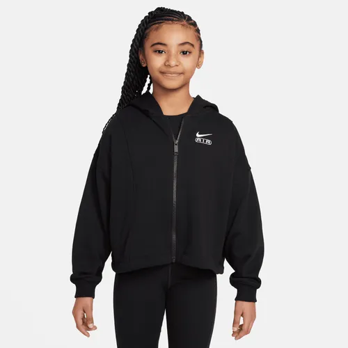 Nike Air hoodie van sweatstof met rits over de hele lengte voor meisjes - Zwart