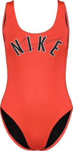Nike badpak Dames model U-Back One Piece - RoodOranje/Zwart