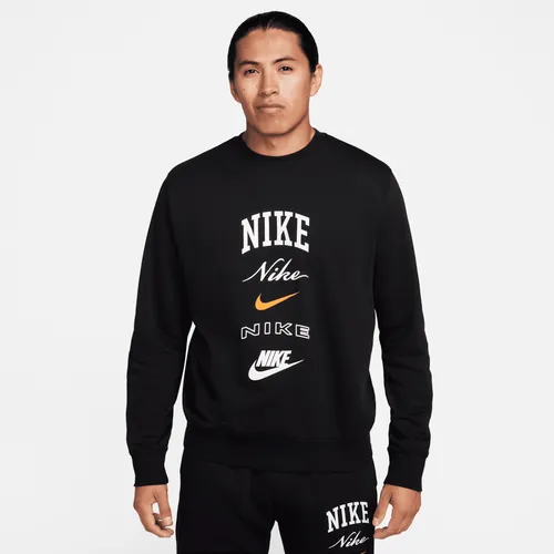 Nike Club Fleece sweatshirt met ronde hals en lange mouwen voor heren - Zwart