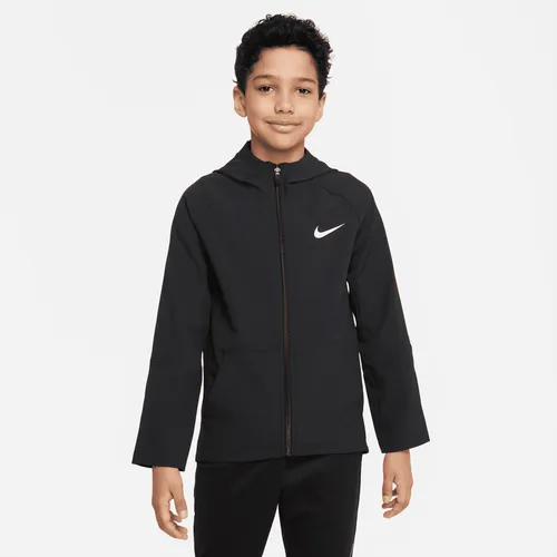Nike Dri-FIT Geweven trainingsjack voor jongens - Zwart