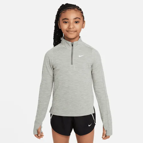 Nike Dri-FIT top met halflange rits en lange mouwen voor meisjes - Grijs