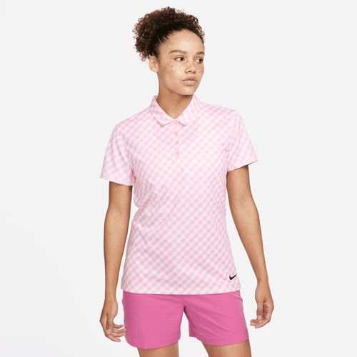 Nike Dri-FIT Victory Golfpolo met korte mouwen en print voor dames - Roze