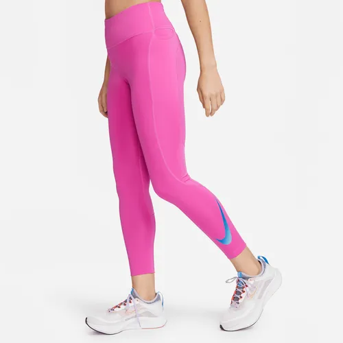 Nike Fast 7/8-hardlooplegging met halfhoge taille en zakken voor dames - Roze