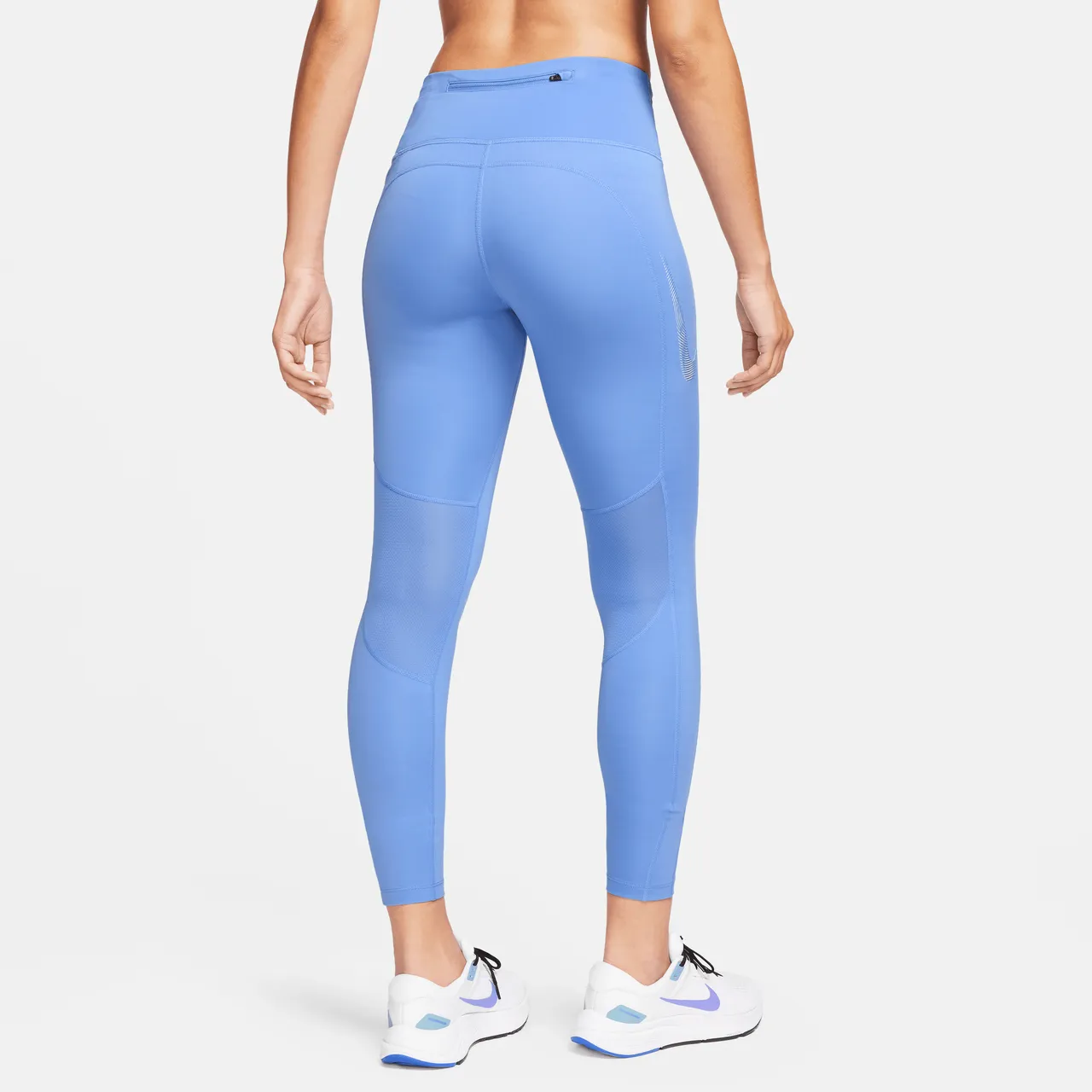 Nike Fast 7/8-legging met graphic, halfhoge taille en zakken voor dames - Blauw