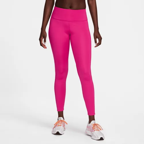 Nike Fast 7/8-legging met graphic, halfhoge taille en zakken voor dames - Roze