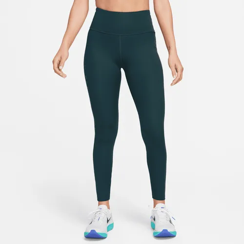 Nike Fast 7/8-legging met print, halfhoge taille en zakken voor dames - Groen