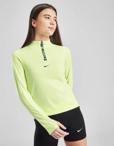 Nike Girls' Fitness Long Sleeve 1/2 Zip Top Junior, Barely Volt/Fir