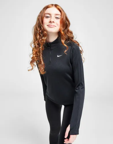 Nike Girls' Fitness Long Sleeve 1/2 Zip Top Junior, Black/White