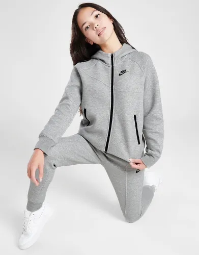 Nike Girls' Tech Fleece Full Zip Hoodie Junior, Dark Grey Heather/Black/Black