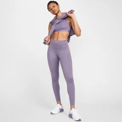 Nike Go 7/8-legging met hoge taille, zakken en complete ondersteuning voor dames - Paars