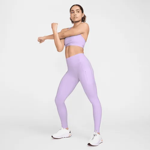 Nike Go Lange legging met halfhoge taille, complete ondersteuning en zakken voor dames - Paars