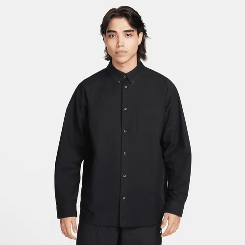 Nike Life Oxford-overhemd met lange mouwen en knoopsluiting voor heren - Zwart