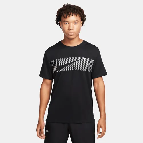 Nike Miler Flash UV-hardlooptop met korte mouwen en Dri-FIT voor heren - Zwart
