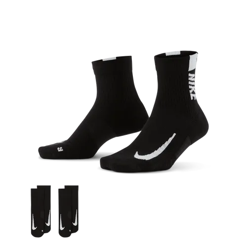 Nike Multiplier hardloopenkelsokken (2 paar) - Zwart