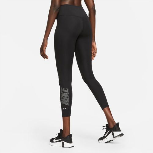Nike One 7/8-legging met halfhoge taille en graphic voor dames - Zwart