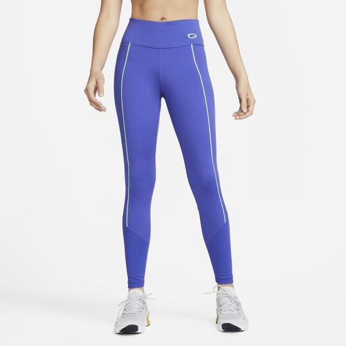 Nike One 7/8-trainingslegging met geribde vlakken en halfhoge taille voor dames - Blauw